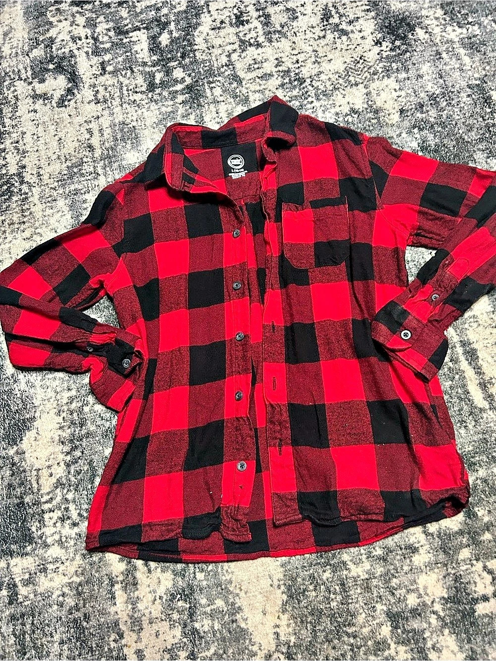 Wonder Nation Boys Checkered Button Down in Red & Black Size Large